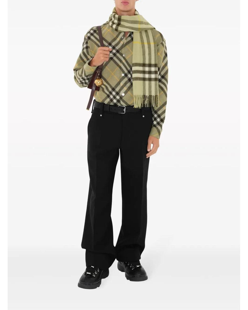 Burberry Green Checked Wool-Blend Shirt Jacket for men
