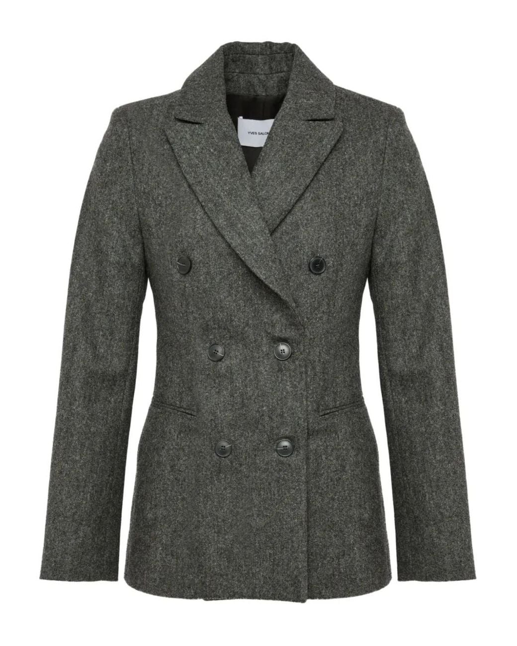 Yves Salomon Black Double-Breasted Fitted Jacket