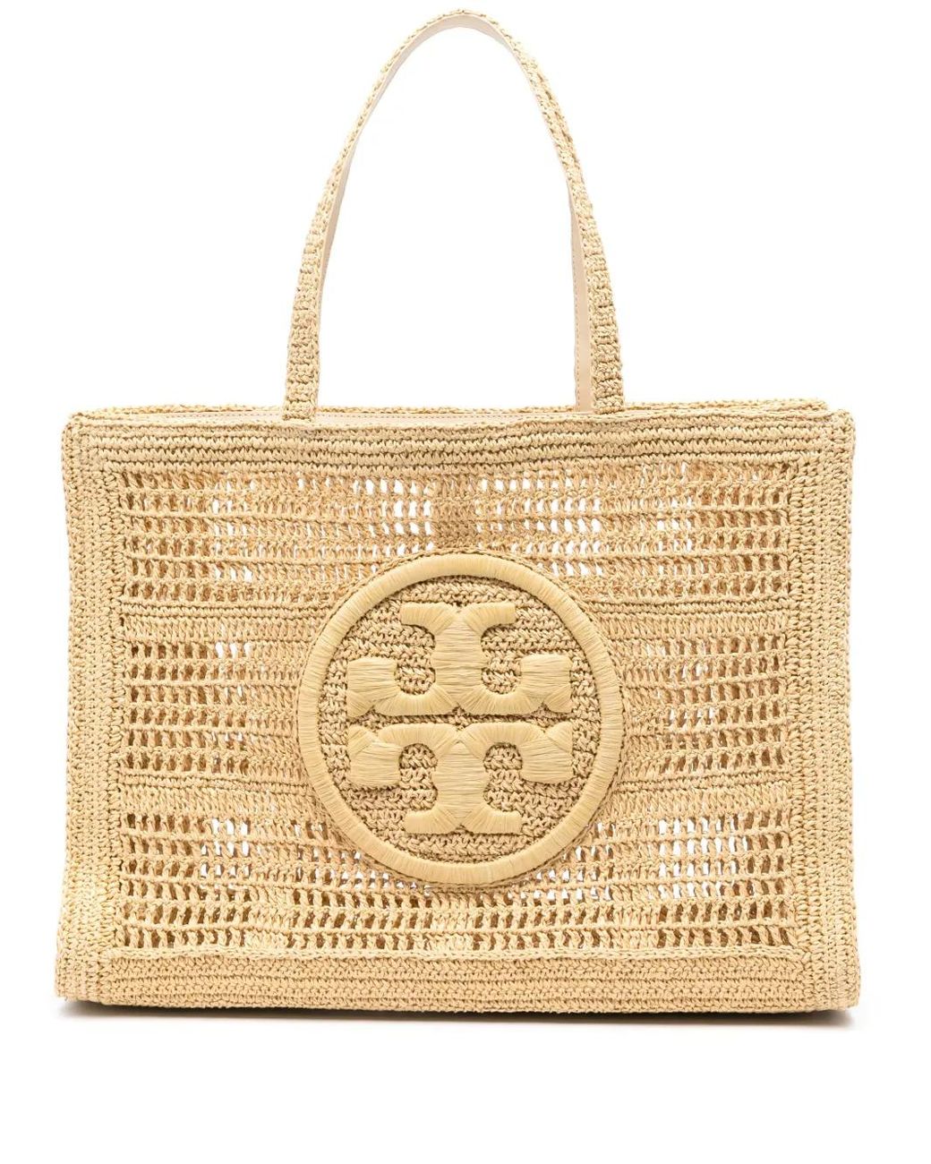 Tory Burch Natural Ella Hand-Crocheted Large Tote By