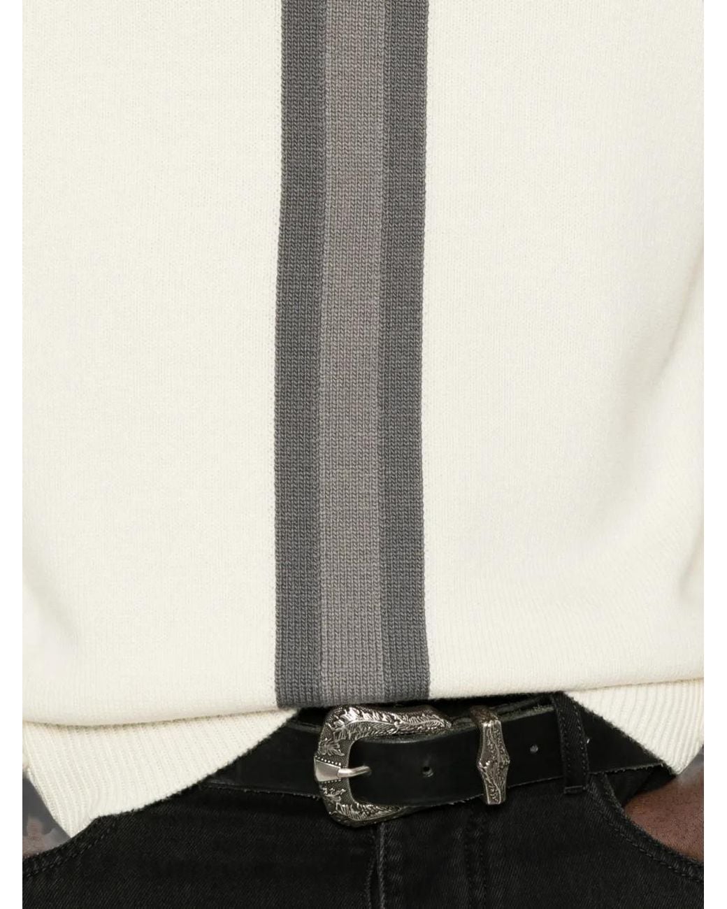 Gucci White Stripe-Detail Crew-Neck Sweater for men