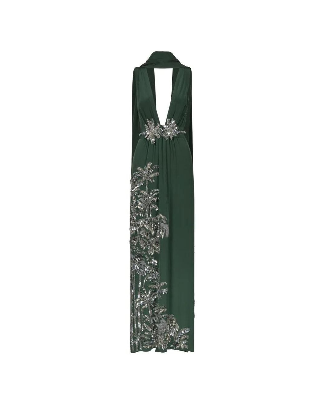 Johanna Ortiz Green Expedición Elegante Sequin-Embellished Silk Maxi Dress