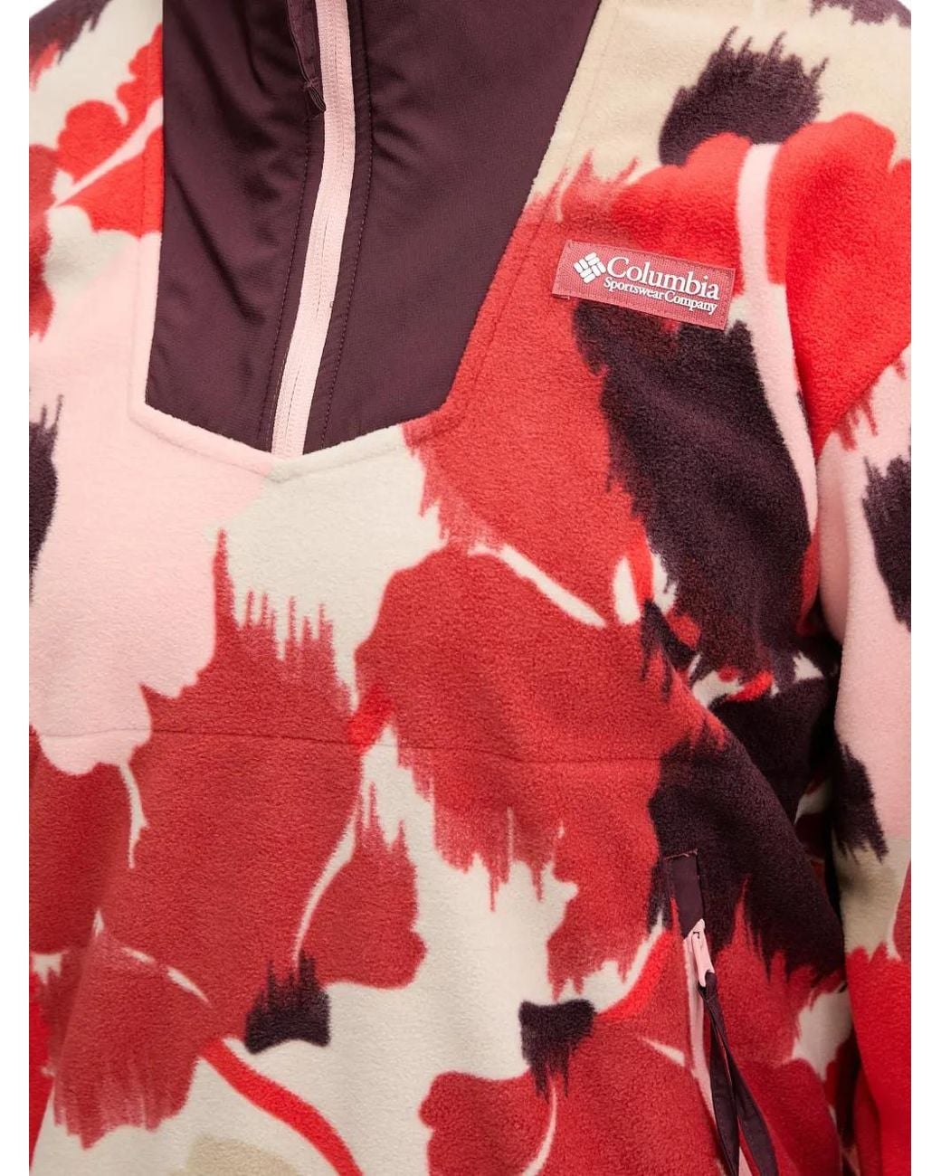 Columbia Red Floral Zip-Up Sweatshirt