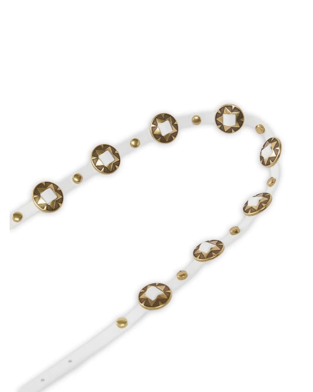 Pinko White Pasco Belt With Engraved Metal Plates 1Cm