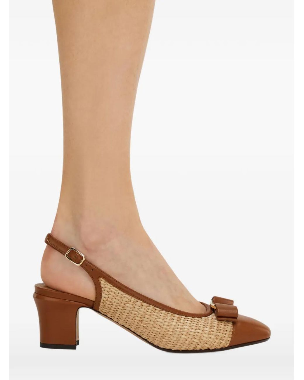Ferragamo Brown Vara Bow Slingback Pumps