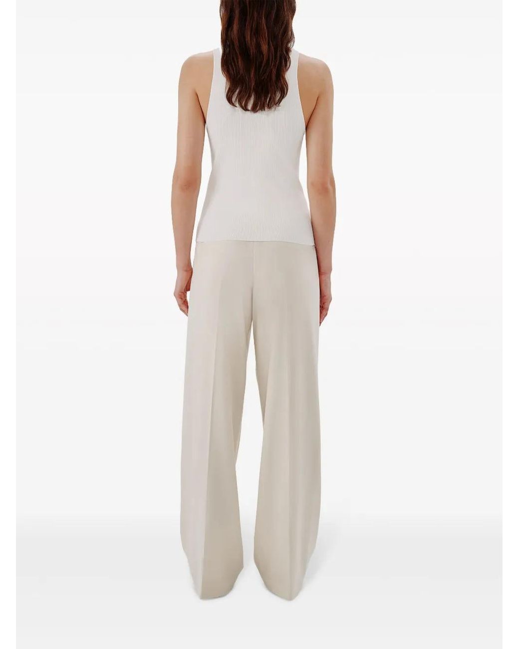 Another Tomorrow White Ribbed-Knit Tank Top