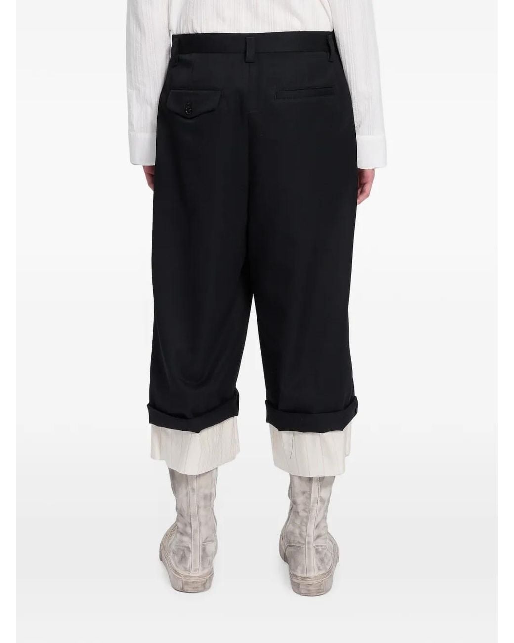 Ann Demeulemeester Black Pantalon Court Harol À Bords Plissés for men