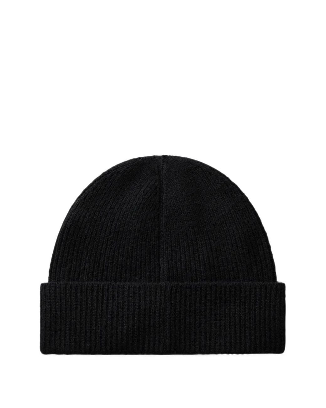 Calvin Klein Black Ribbed-Knit Logo-Patch Beanie Hat