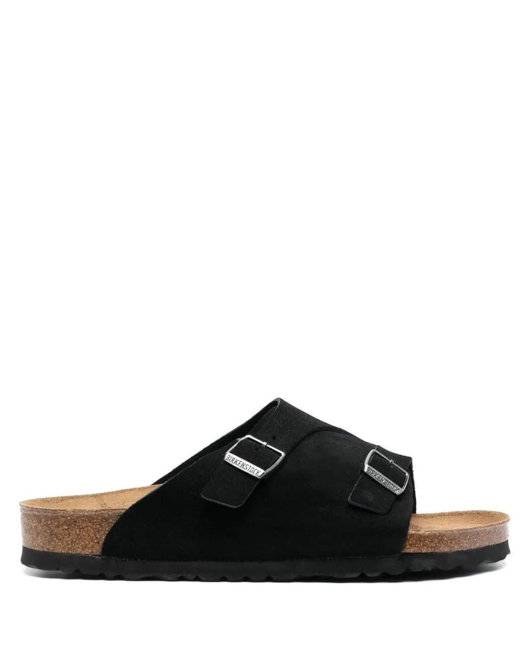 Birkenstock Black Zürich Single-Strap Suede Sandals for men