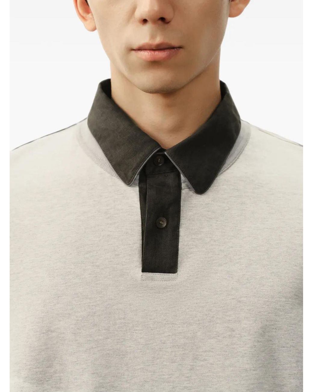 CROQUIS White Contrasting-Collar Polo Shirt for men
