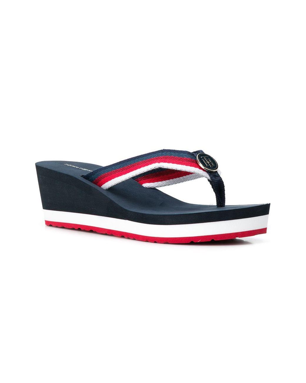 Tommy Hilfiger Wedge Platform Flip Flops in Blue | Lyst