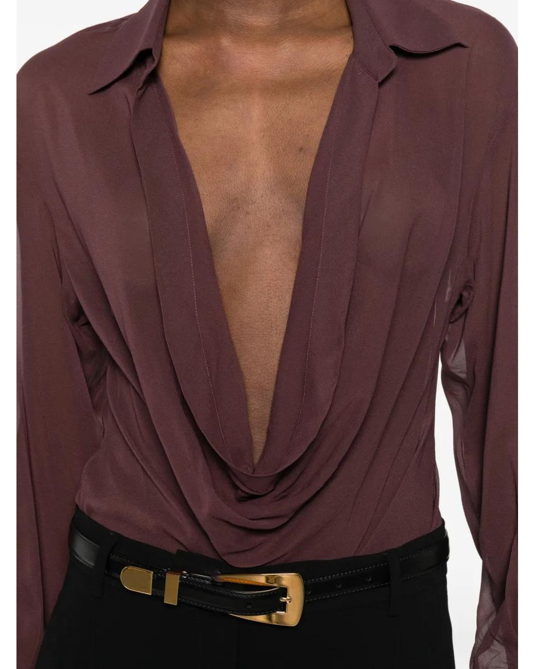 ANDAMANE Purple Cowl Neck Shirt