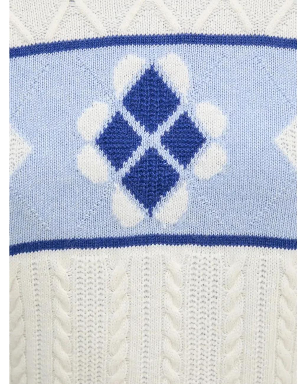 Benetton Gray Argyle-Pattern Sweater