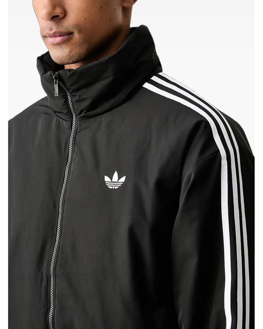 Adidas Black Firebird Logo-Embroidered Jacket for men