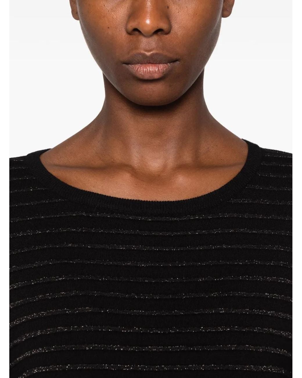 Betty Barclay Black Metallic-Stripe Sweater
