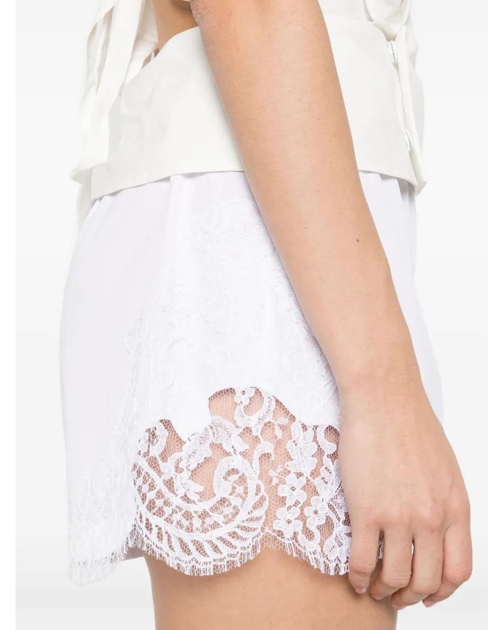 Versace White Lace-Detail Shorts