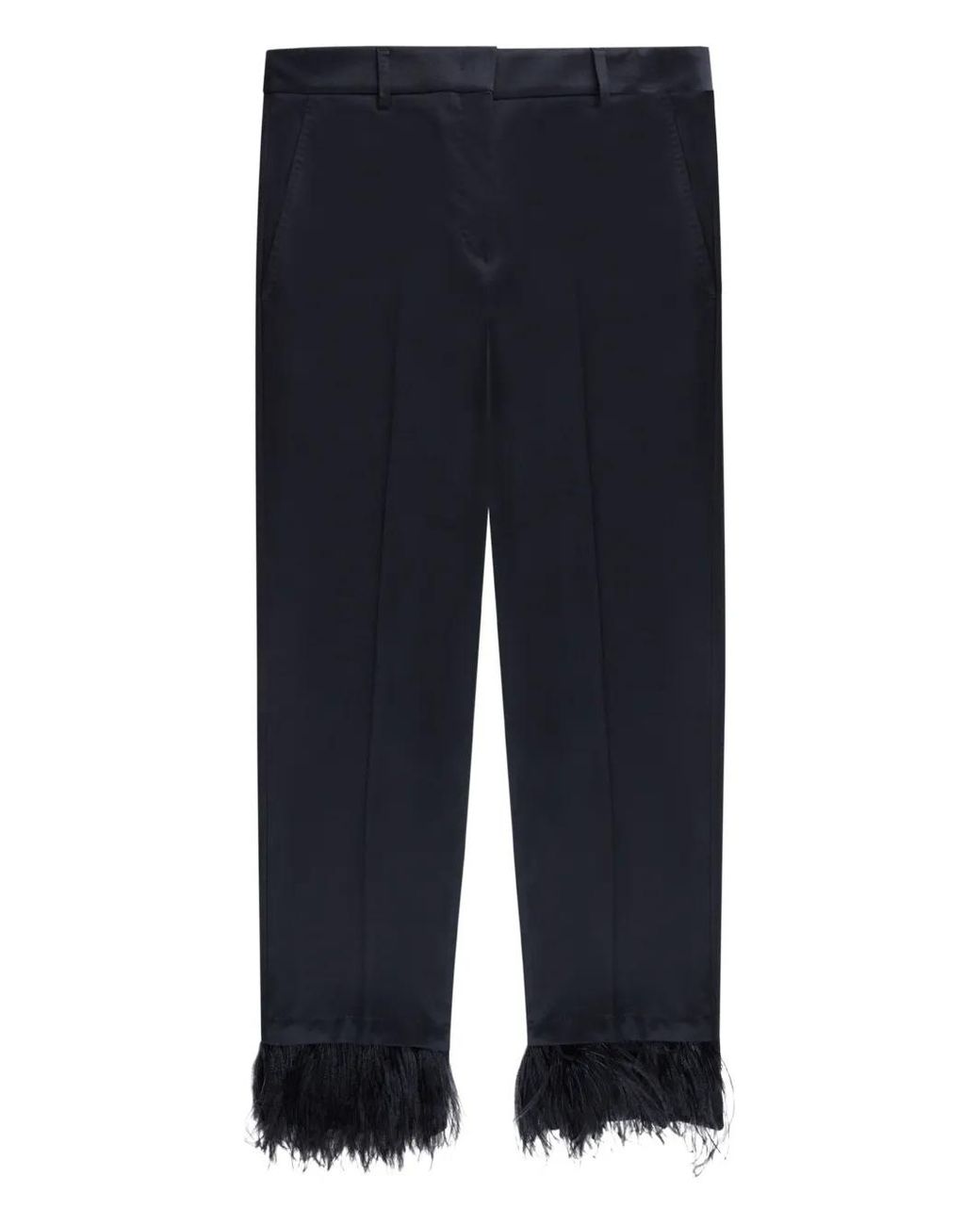 Incotex Blue Feather-Trim Trousers