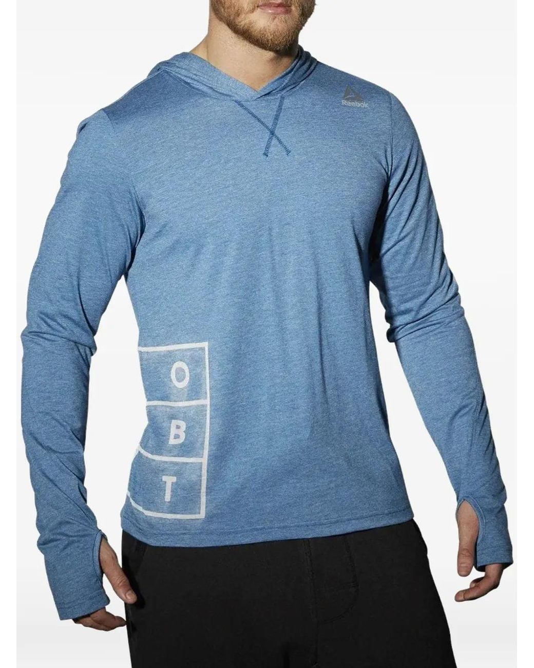 Reebok Blue Graphic-Print Hoodie for men