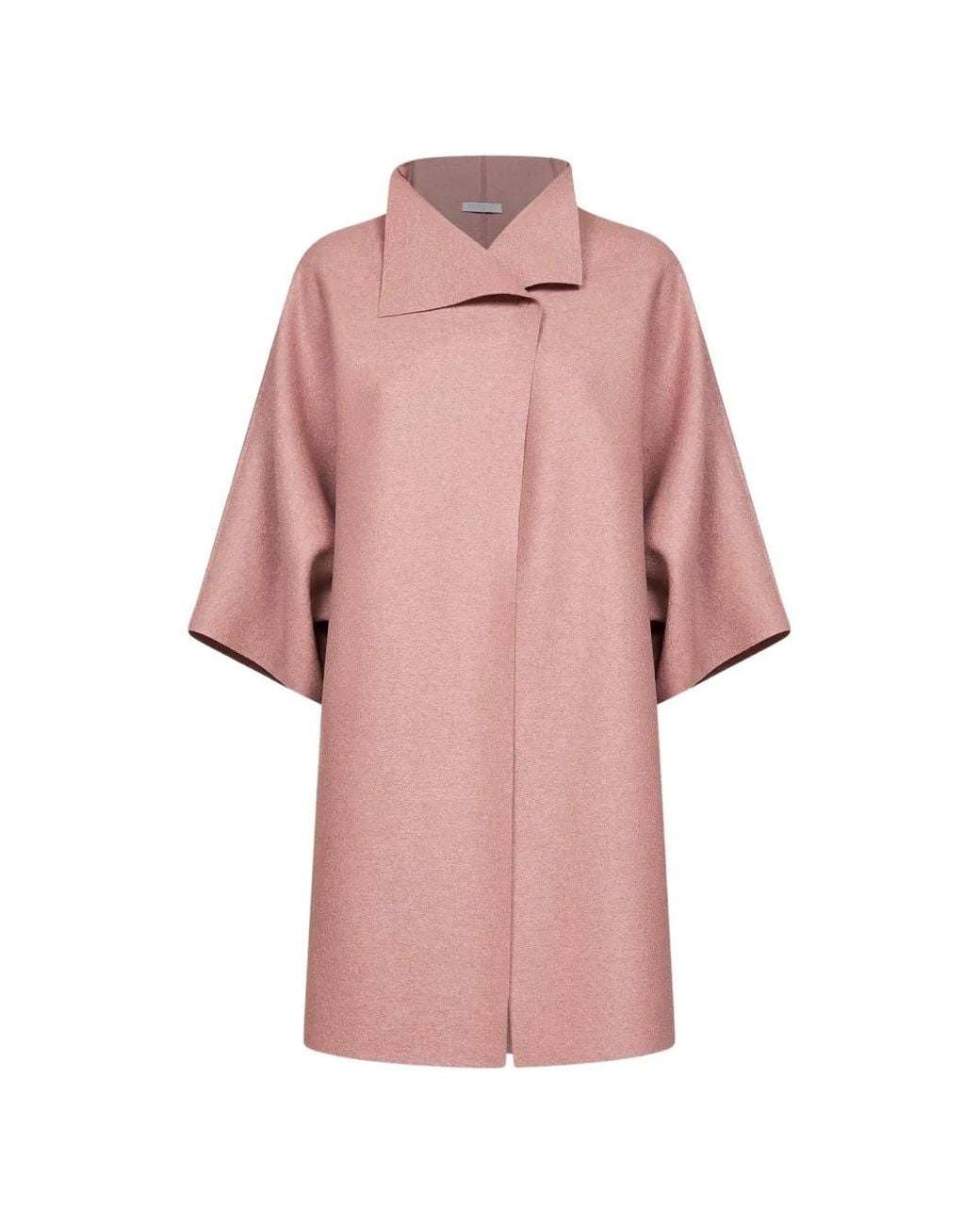 Harris Wharf London Pink High-Neck Wide-Sleeve Coat