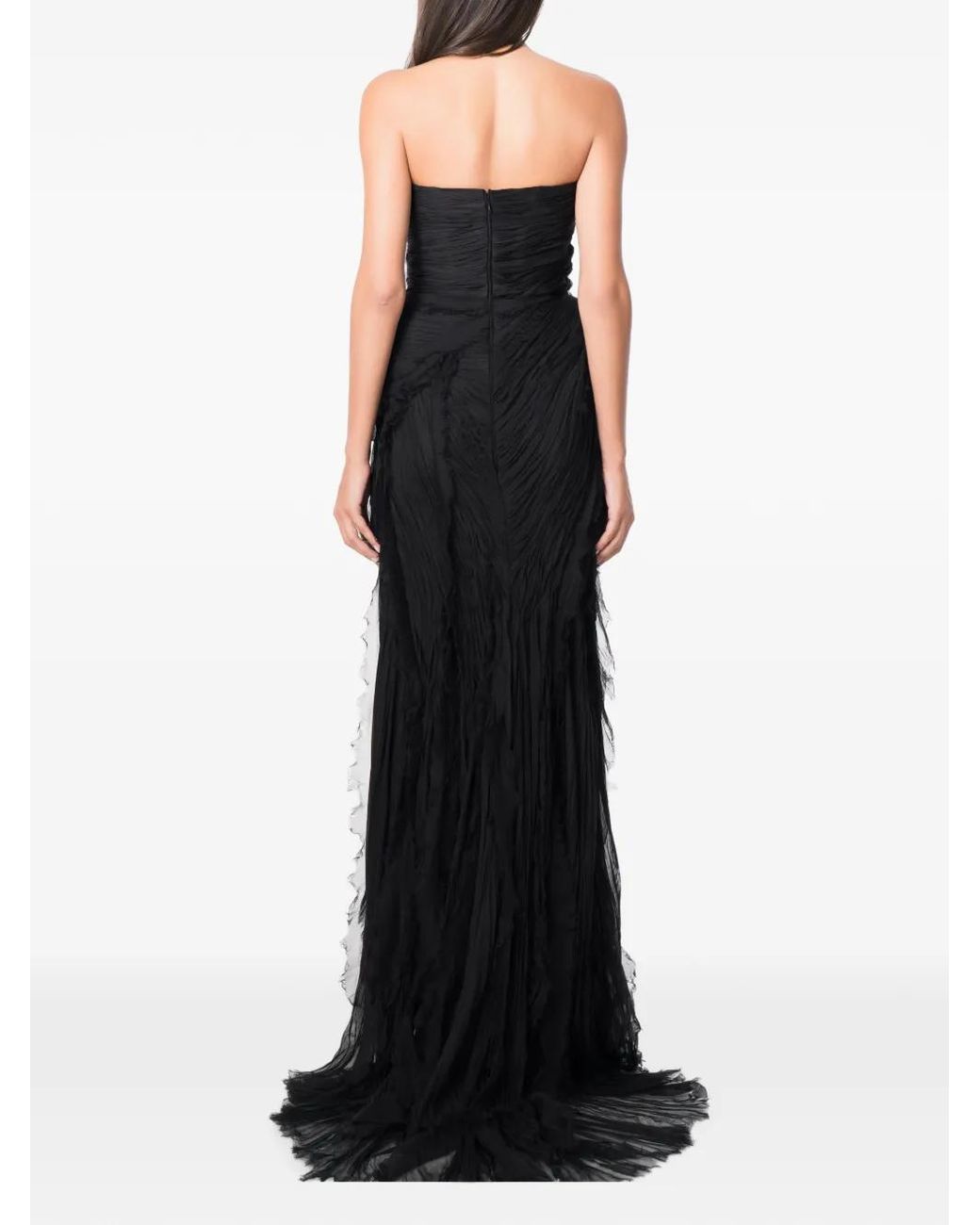 NORINA ST Black Zenya Plissé-Effect Strapless Maxi Dress