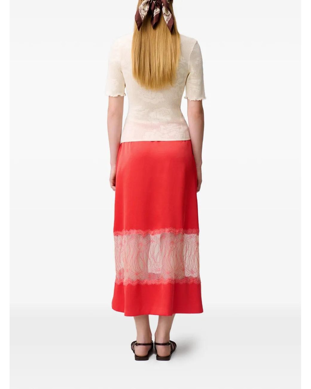 Jupe Trapèze En Dentelle Claudie Pierlot en coloris Red