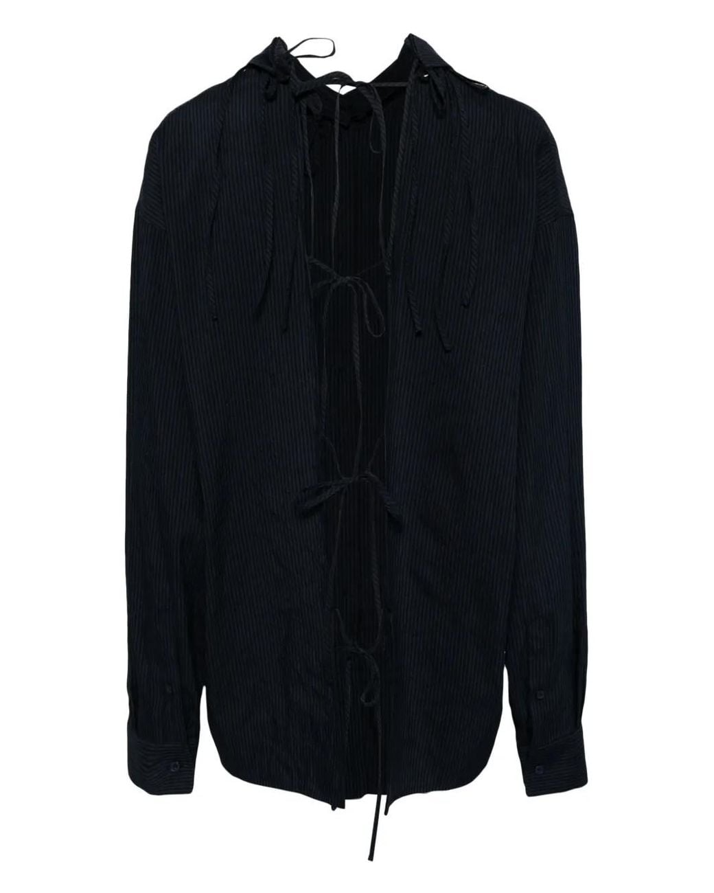 Pushbutton Black Back Tie Oversized Shirt