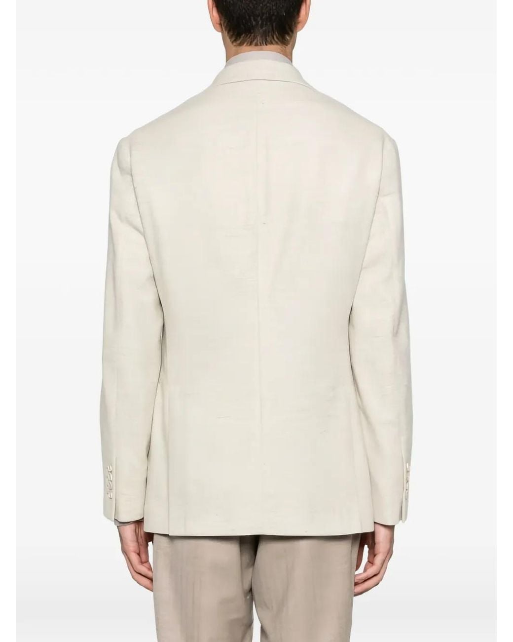 Brunello Cucinelli White Tailored Notch-Lapel Blazer for men