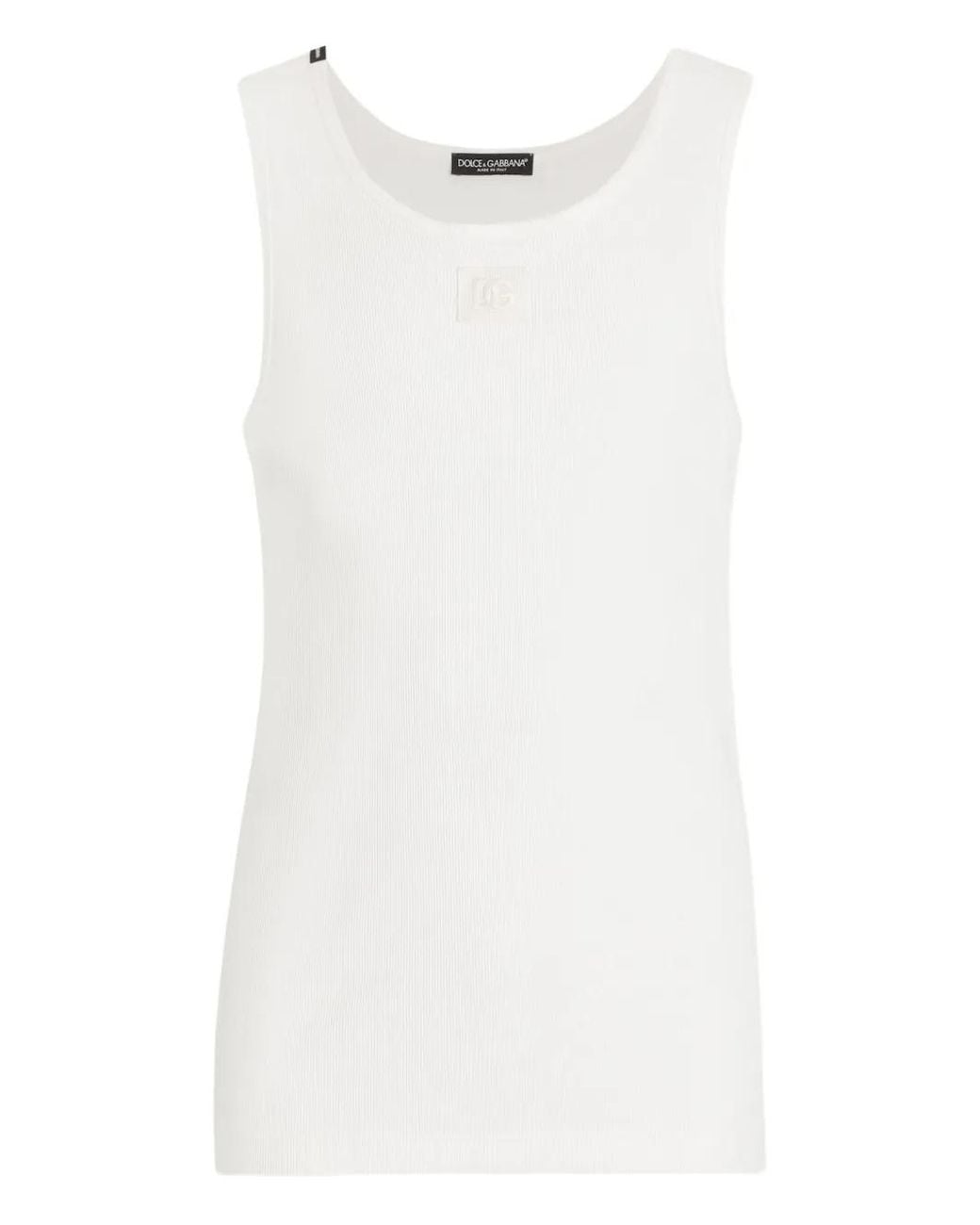 Dolce & Gabbana White Logo-Patch Vest for men
