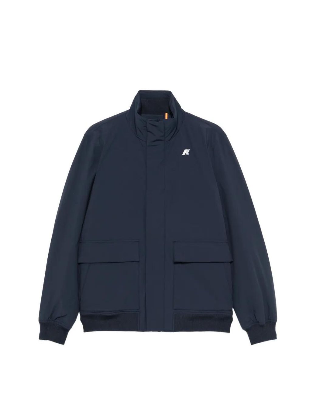 K-Way Blue Logo-Patch Ribbed-Trim Jacket for men