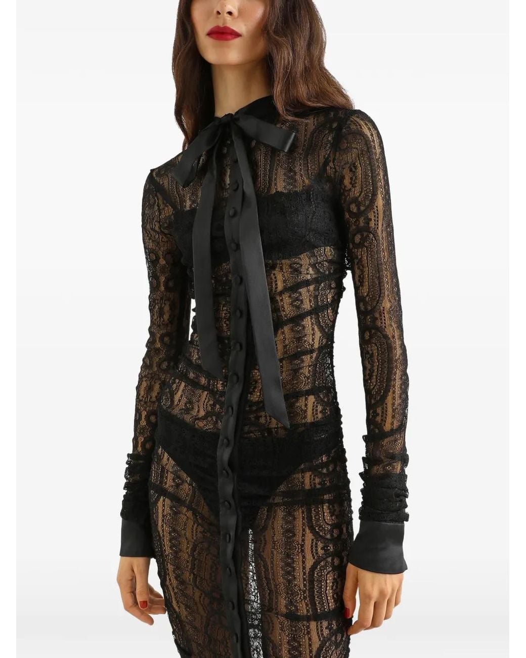 Dolce & Gabbana Black Chantilly-Lace Dress