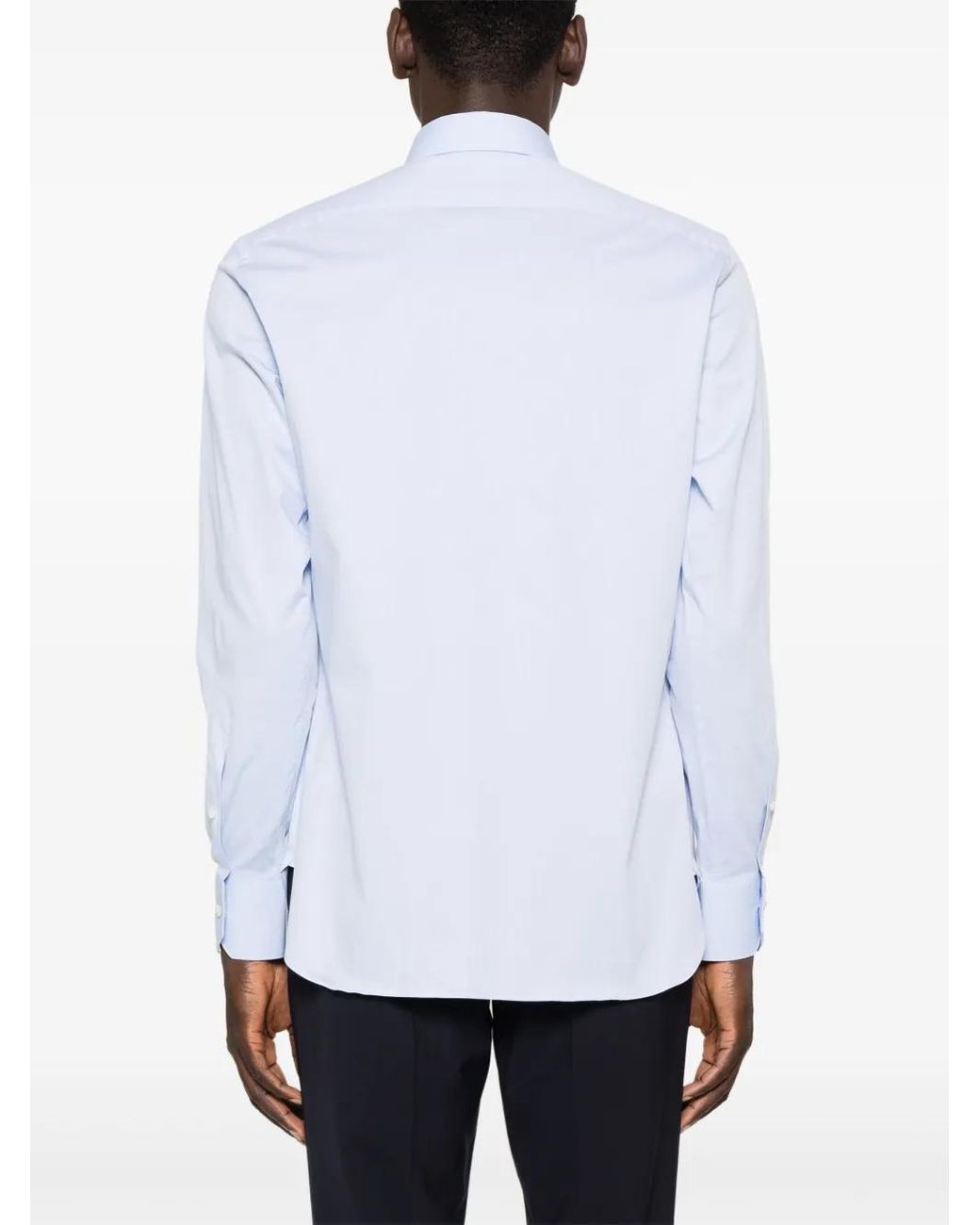 Zegna White Textured Cotton Spread-Collar Shirt for men