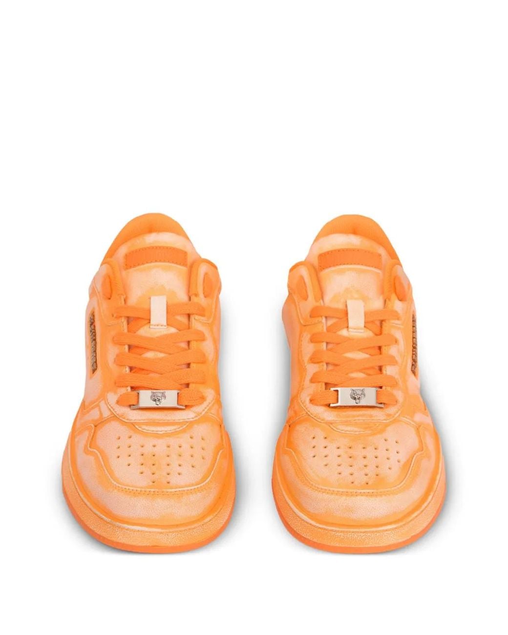 Philipp Plein Orange Sprayed Leather Sneakers