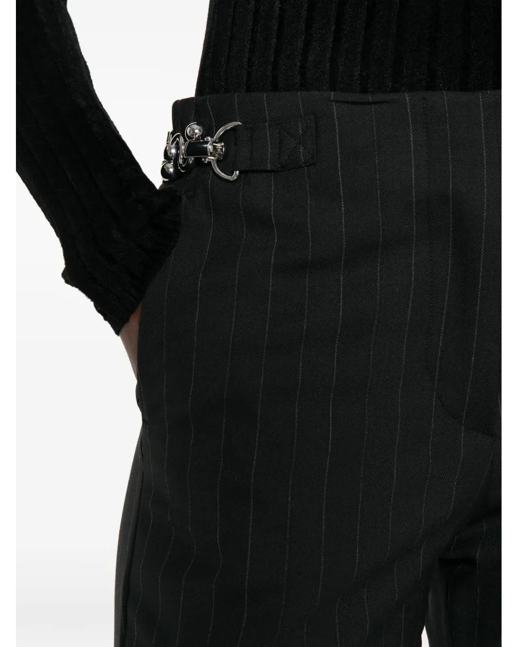 Sportmax Black Pinstripe Wide-Leg Trousers