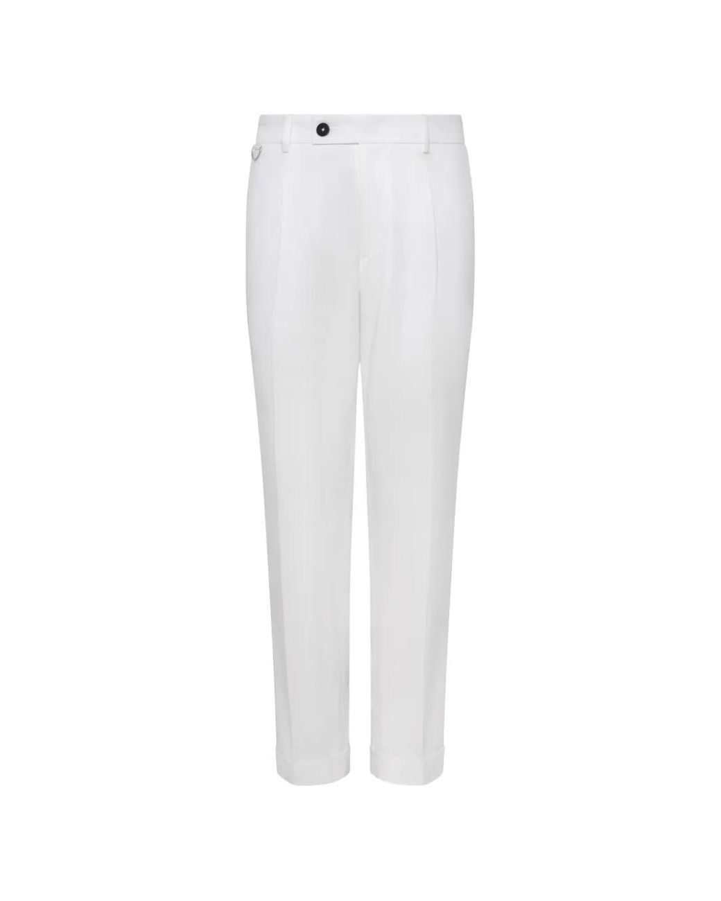 Low Brand White Pressed-Crease Button-Fastening Trousers for men