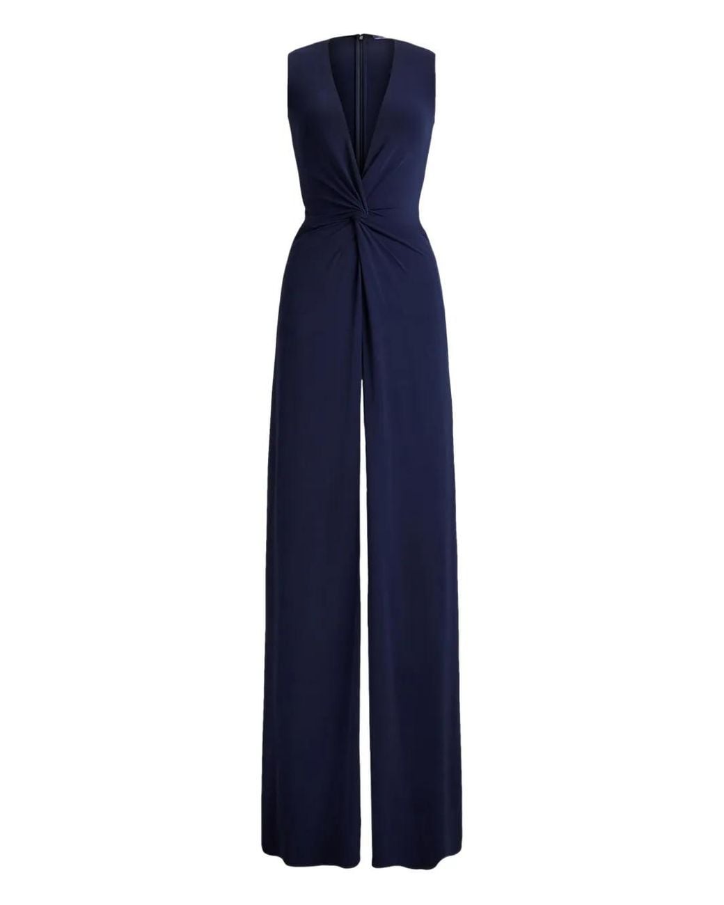 Ralph Lauren Blue Twist Pleated Maxi Evening Dress