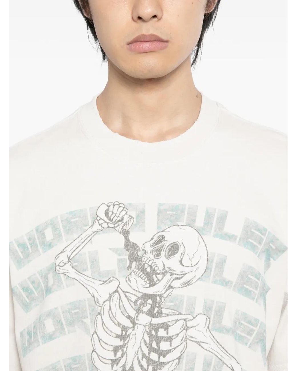 WARMAN White Graphic Print T-Shirt for men
