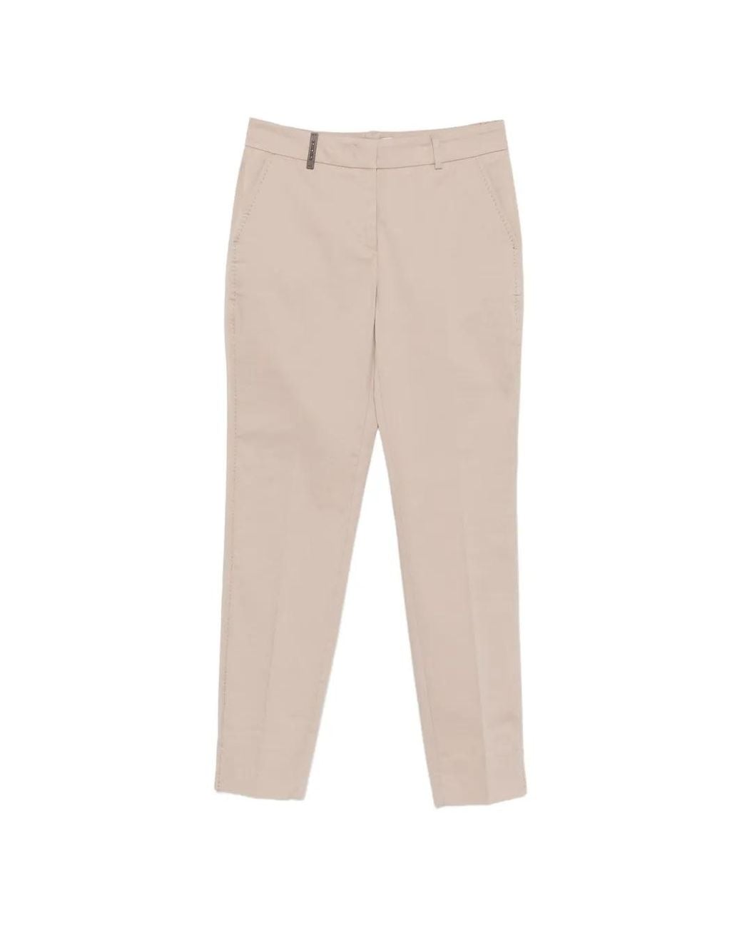 Peserico White Pantalon Crop À Ornements De Perles