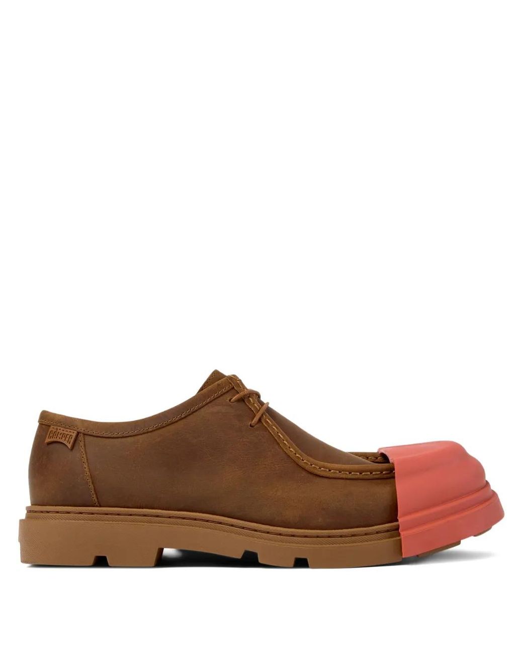 Camper Brown Lace-Up Leather Toe-Cap Shoes for men