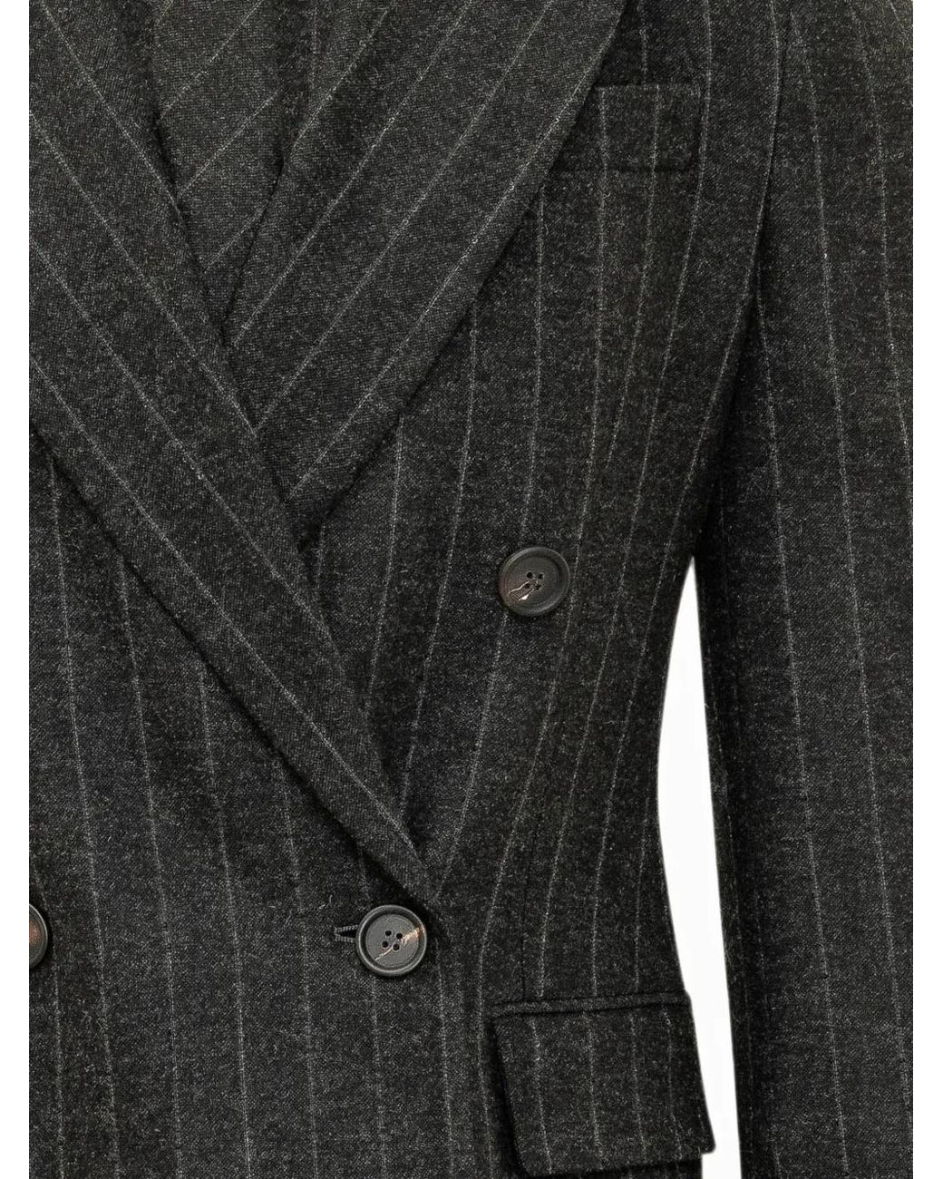 Brunello Cucinelli Black Veste Croisée À Fines Rayures