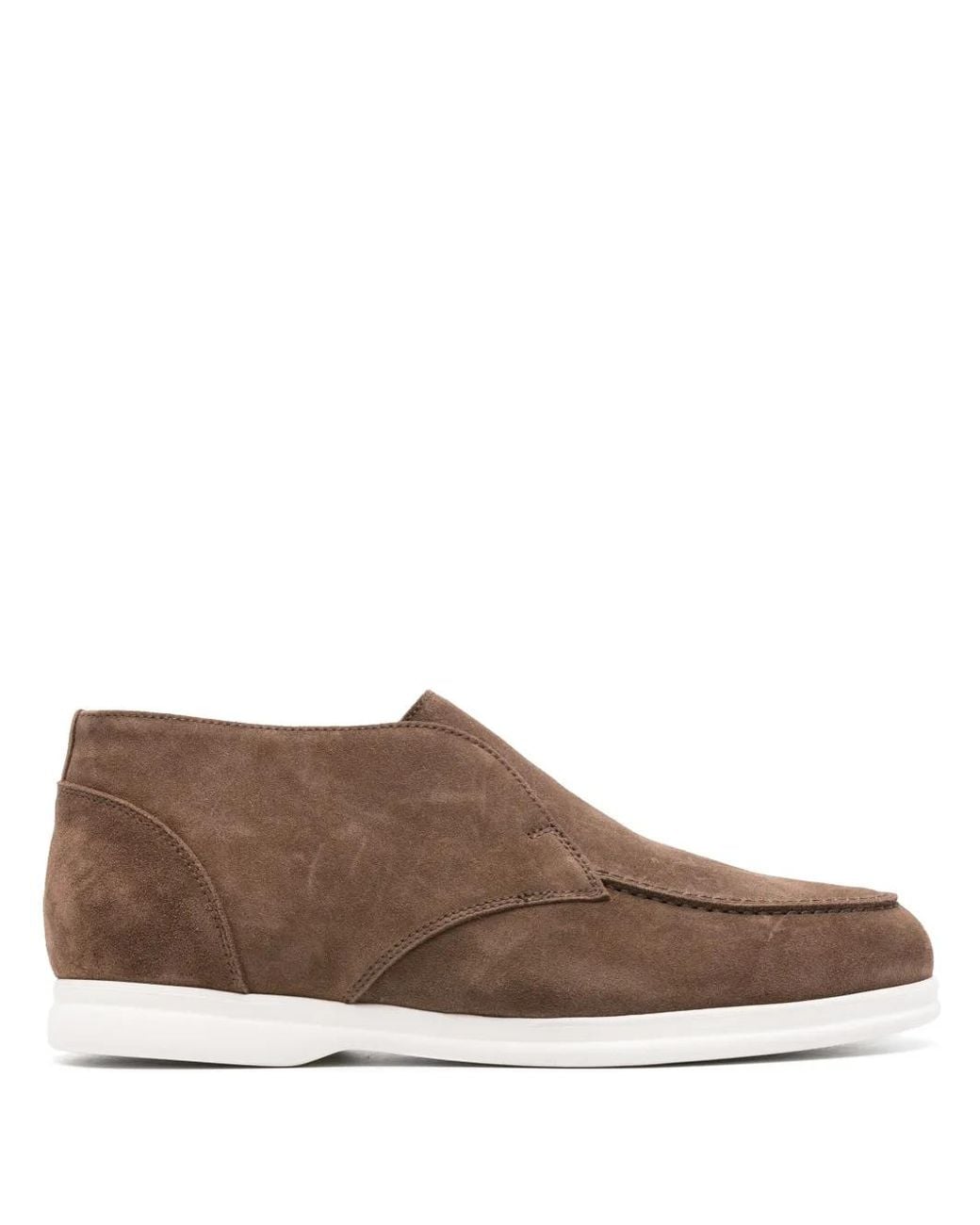 Doucal's Brown Chukka Round-Toe Suede Loafers for men