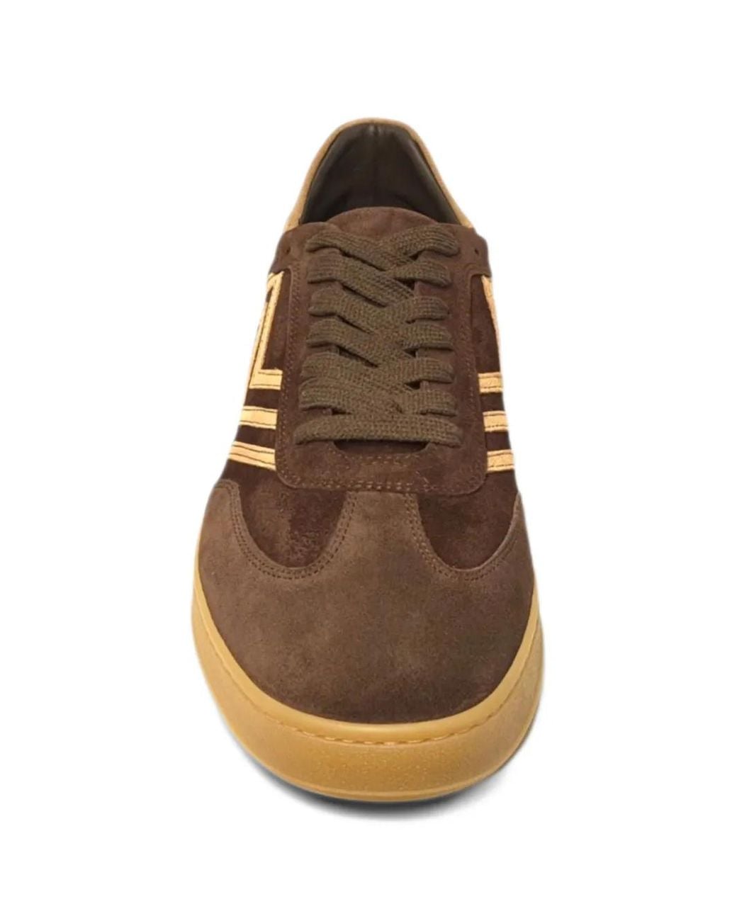 Missoni Brown Zigzag-Appliqué Suede Sneakers for men