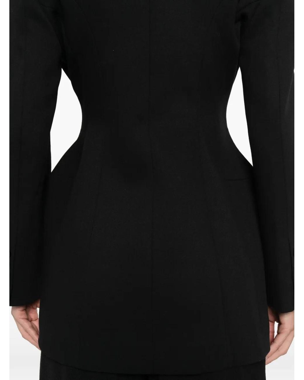 LA PISCINE Black Double-Breasted Sculpted Blazer