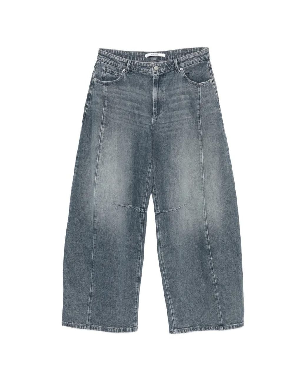 Homage Blue Bowie Seam-Detail Wide-Leg Jeans