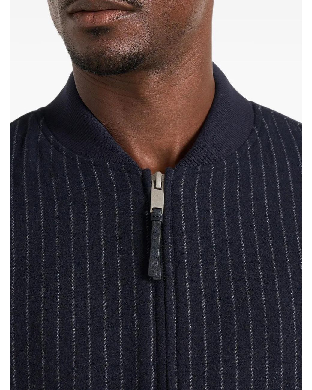 Manière De Voir Blue Veste Bomber Leandro En Laine À Fines Rayures for men