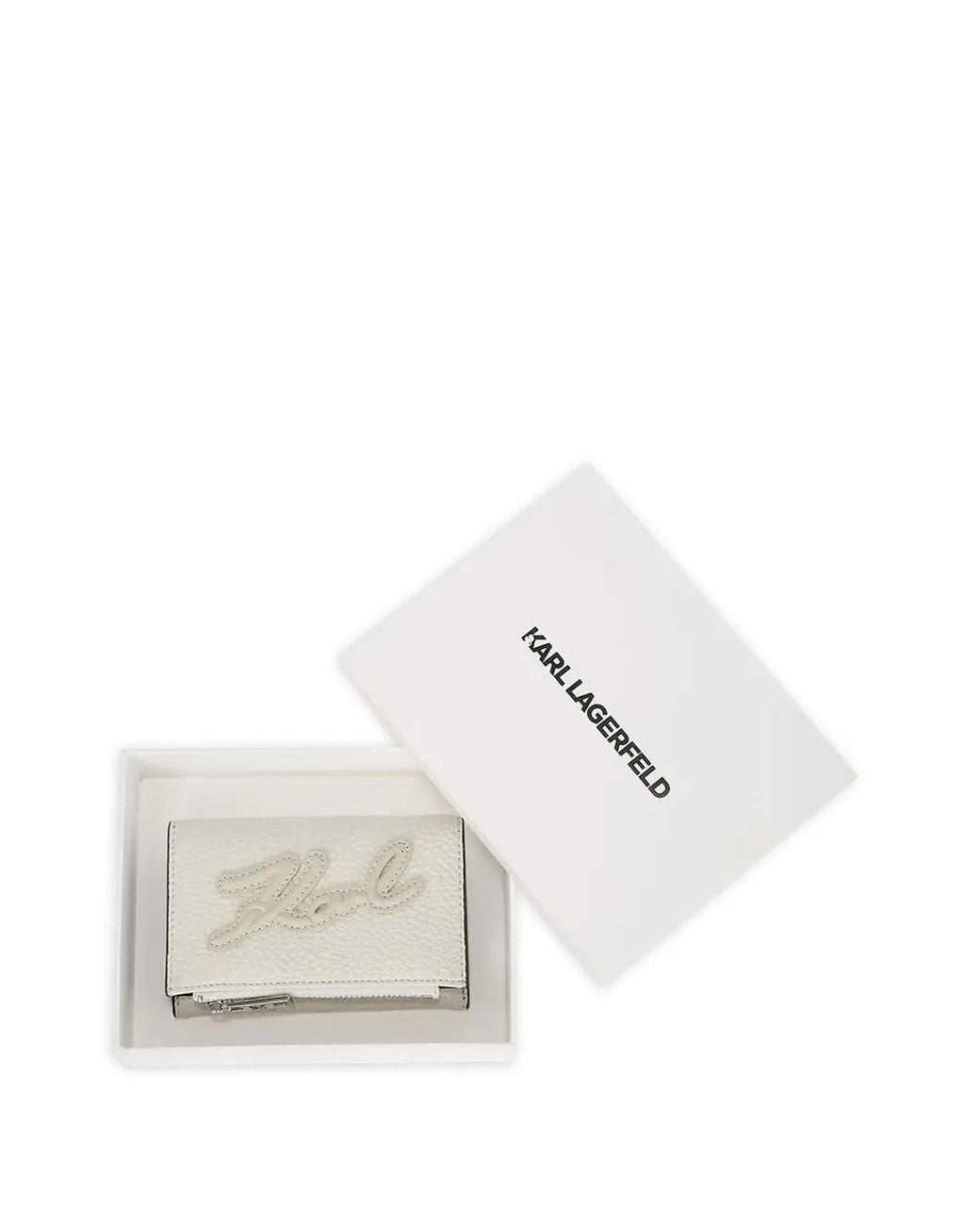 Karl Lagerfeld White Portefeuille À Logo