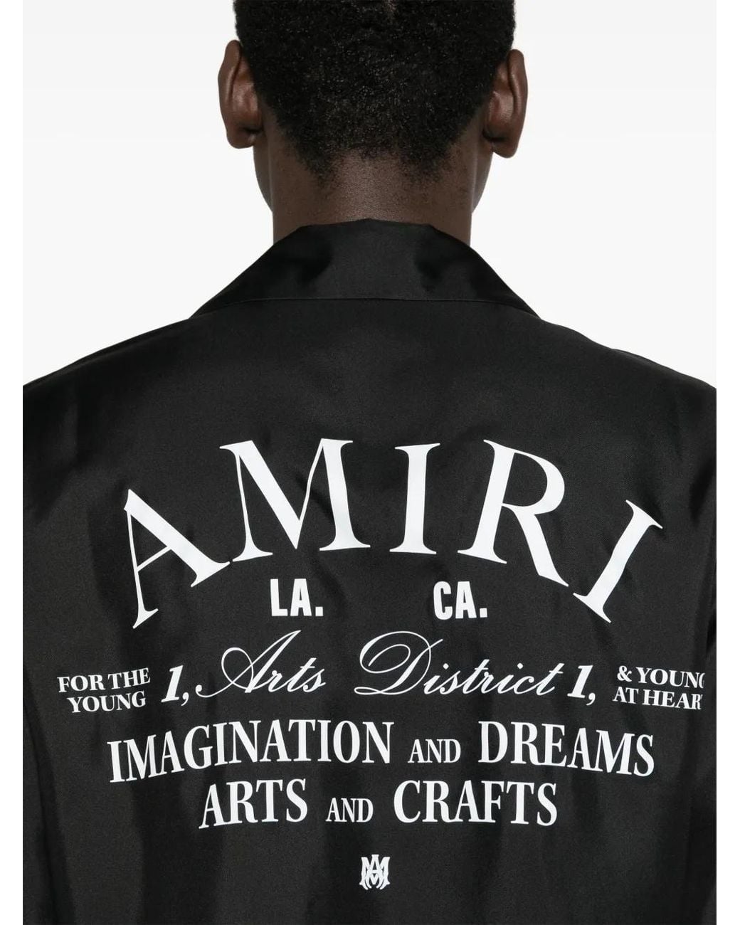 Amiri Black Logo-Print Silk Shirt for men