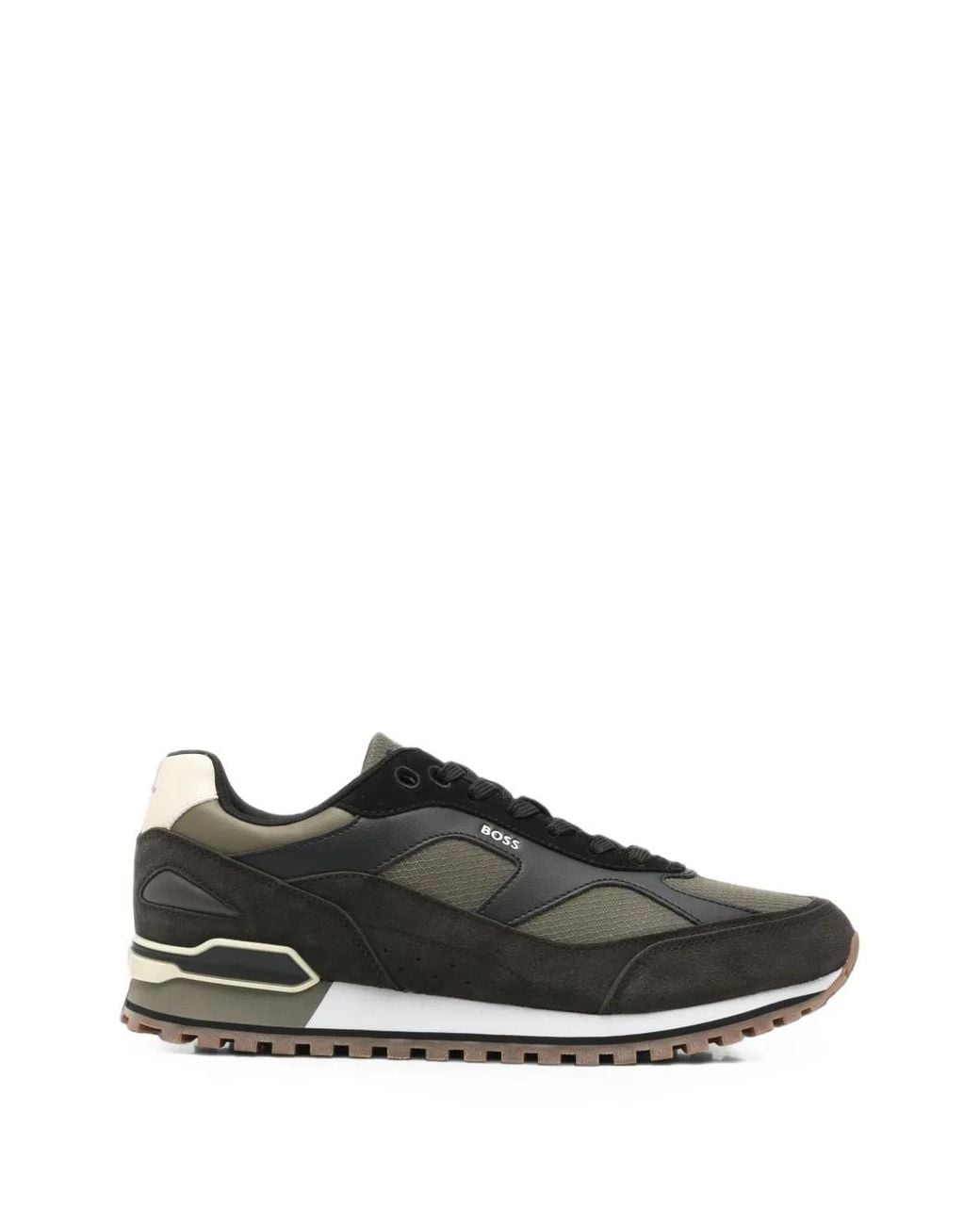 Boss Black Panelled Low-Top Sneakers for men