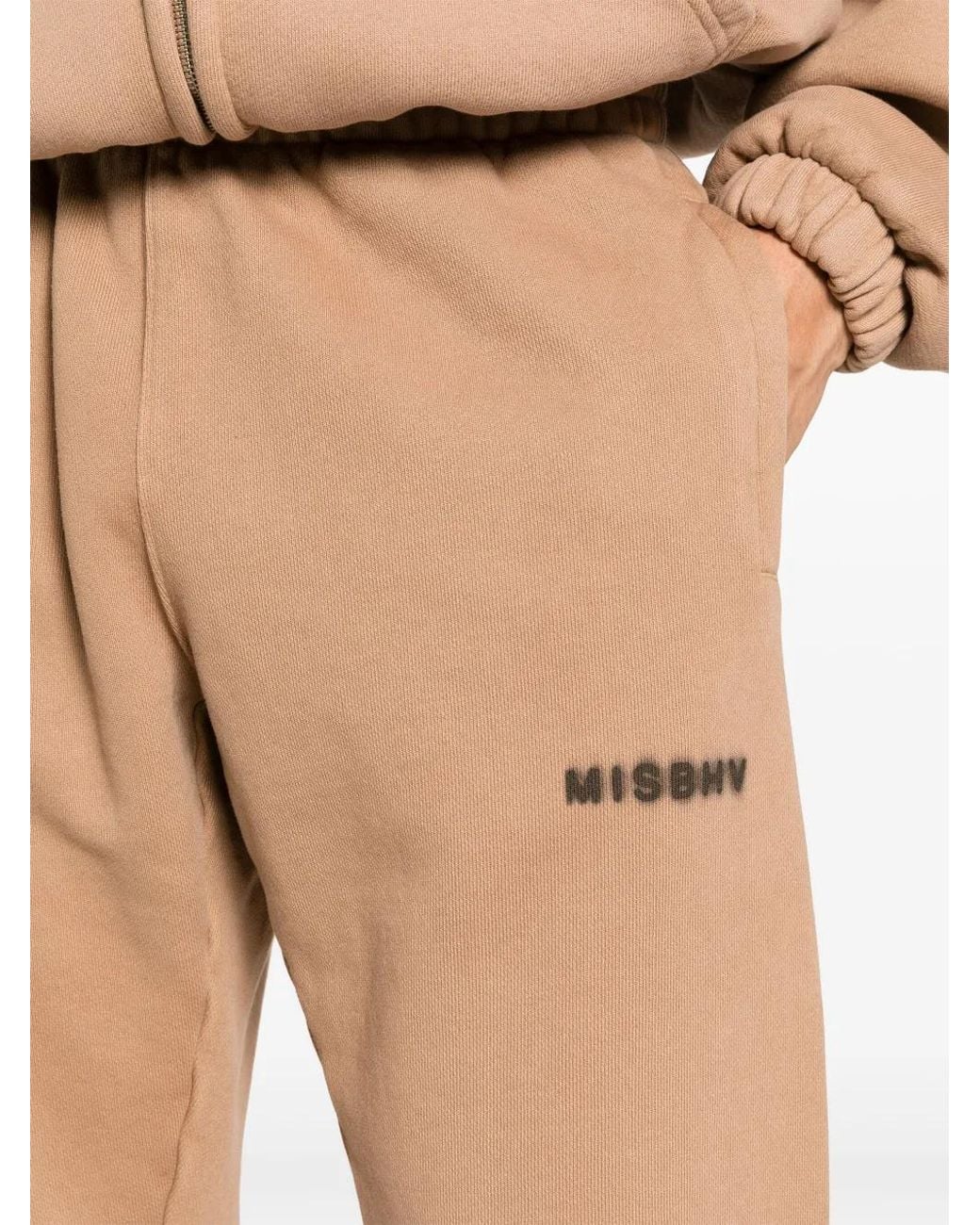 M I S B H V Natural Logo-Print Cotton Track Pants for men