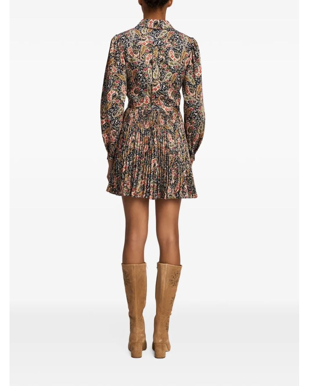 Cinq À Sept Brown Reynolds Paisley-Print Pleated Mini Dress