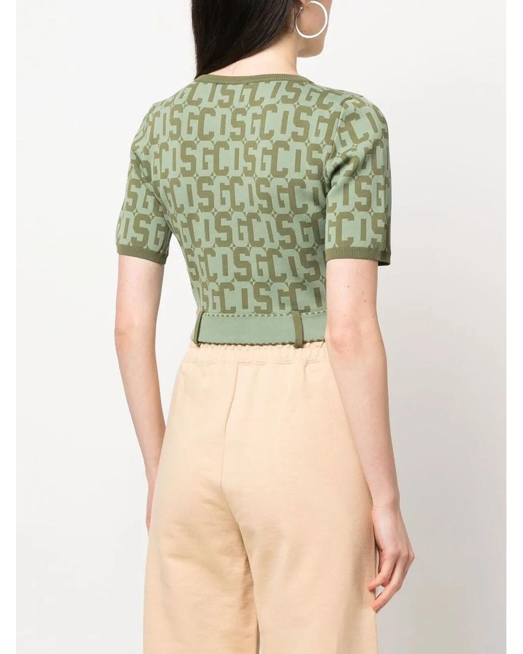 Gcds Green Matilda Monogram Cropped Top