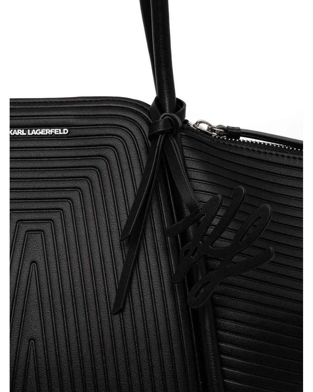 Karl Lagerfeld Black Geometric-Design Tote Bag